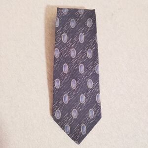 Geoffrey Beene Blue & Gold Pattern 100% Imported Silk Tie